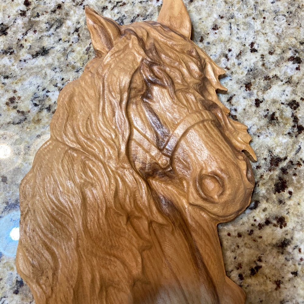 Carved horse head